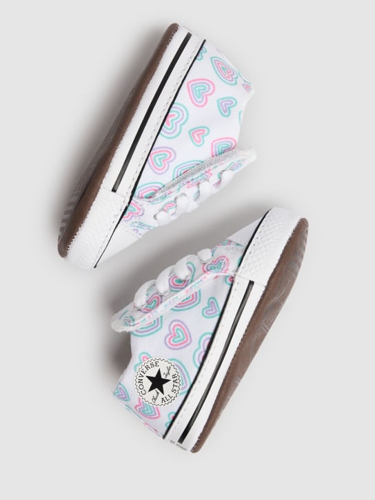 Converse: Cotton canvas pre-walker sneakers - White/Multi - kids-girls_1 | Luisa Via Roma