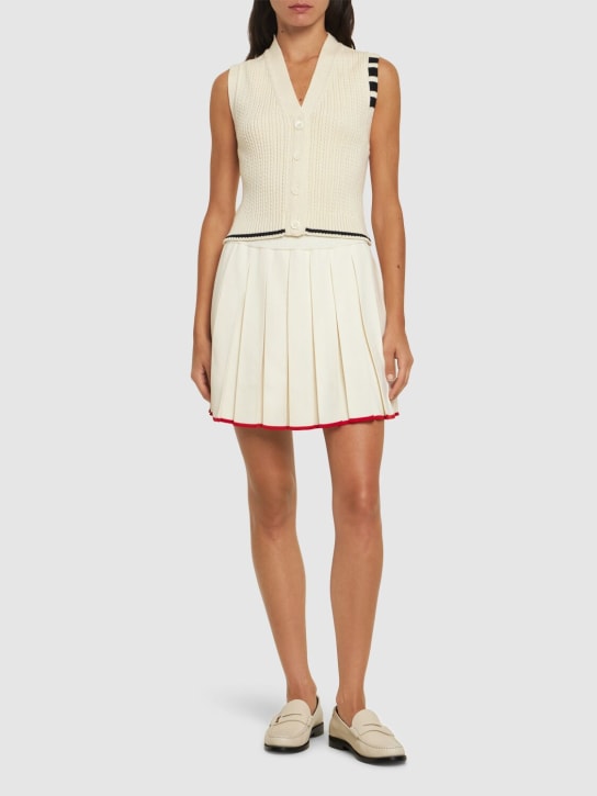 Thom Browne: Wool blend pleated mini skirt - women_1 | Luisa Via Roma