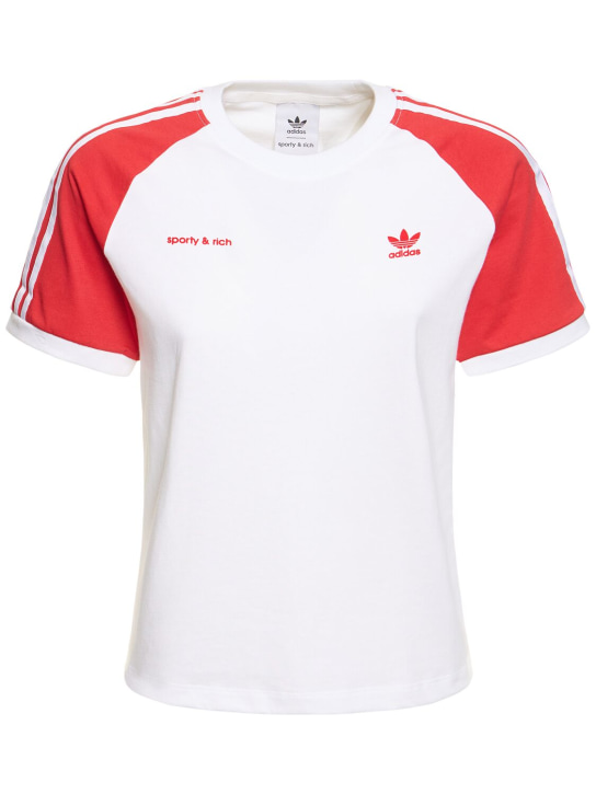 adidas Originals: Sporty & Rich short sleeve t-shirt - White/Red - women_0 | Luisa Via Roma