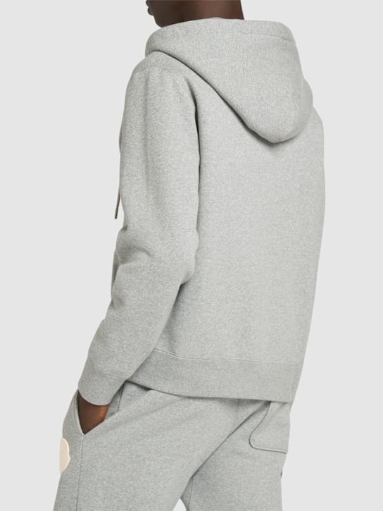 Moncler: Logo patch cotton zip-up hoodie - men_2 | Luisa Via Roma