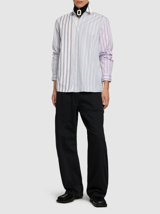 JW Anderson: Camisa de popelina de algodón a rayas - Multicolor - men_1 | Luisa Via Roma