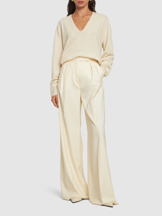 Max Mara: Piombo wool wide pants - women_1 | Luisa Via Roma