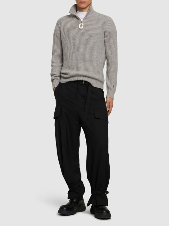 JW Anderson: Maglia Jwa in misto cotone con zip - Grigio Chiaro - men_1 | Luisa Via Roma