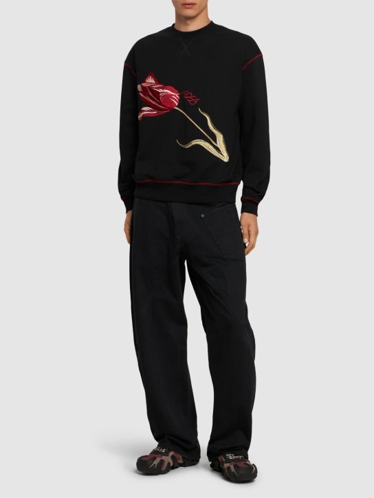 Andersson Bell: Essential flower sweatshirt - Black - men_1 | Luisa Via Roma