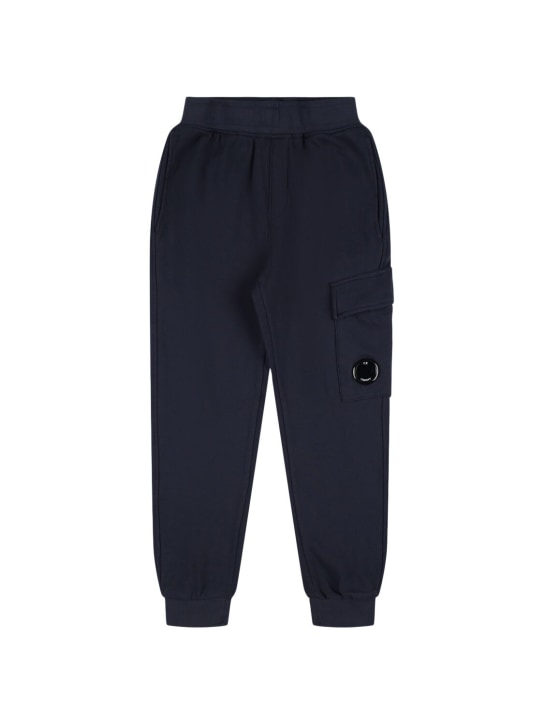 C.P. Company: Pantaloni cargo in felpa di cotone - Blu Scuro - kids-boys_0 | Luisa Via Roma