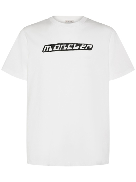 Moncler: Logo cotton t-shirt - men_0 | Luisa Via Roma