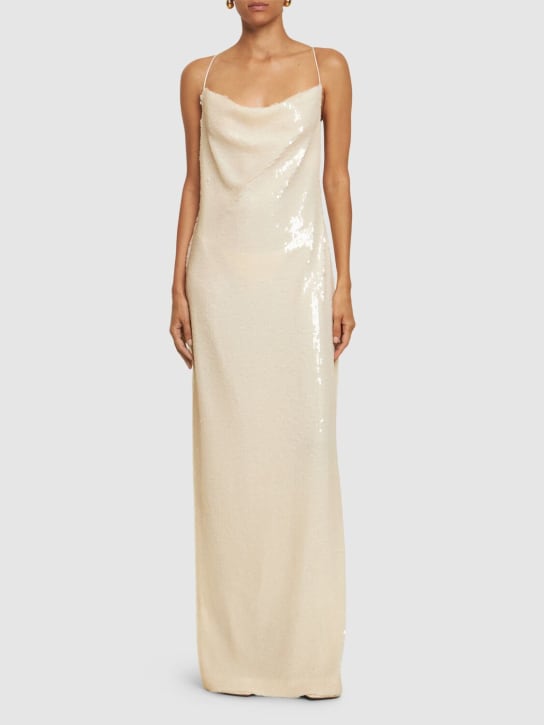 Magda Butrym: Sequined long dress - Cream - women_1 | Luisa Via Roma