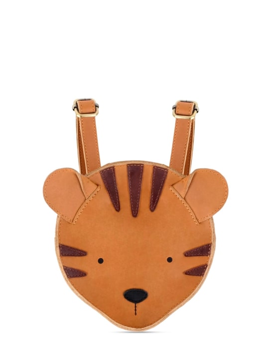 Donsje: Tiger leather backpack - Light Brown - kids-girls_0 | Luisa Via Roma