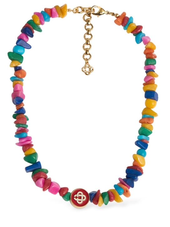 Casablanca: Nigerian Pebble Stone Monogram necklace - Multicolor - women_0 | Luisa Via Roma