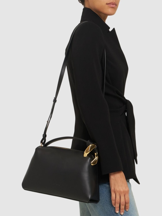 JW Anderson: Corner leather top handle bag - Black - women_1 | Luisa Via Roma