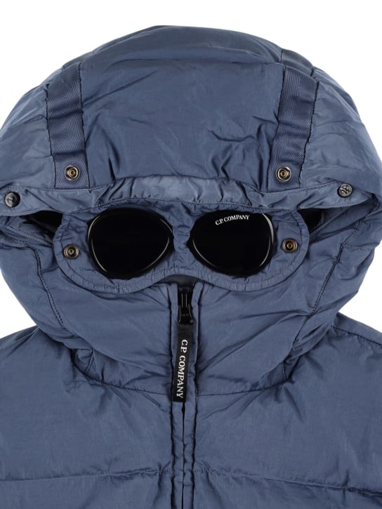 C.P. Company: Daunenjacke mit Reißverschluss und Schutzbrille - Blau - kids-boys_1 | Luisa Via Roma