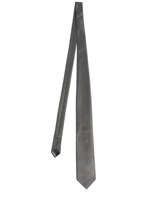 Tom Ford: 8cm Solid silk tie - Silver - men_0 | Luisa Via Roma