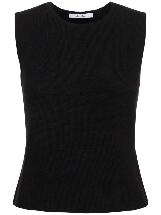 Max Mara: Fosco wool & cashmere knit top - Black - women_0 | Luisa Via Roma