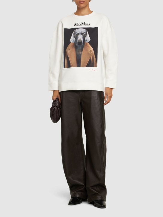 Max Mara: Bacco printed cotton jersey sweatshirt - Ivory/Camel - women_1 | Luisa Via Roma