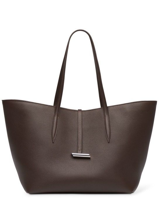 Little Liffner: Penne grained leather tote bag - Dark Brown - women_0 | Luisa Via Roma