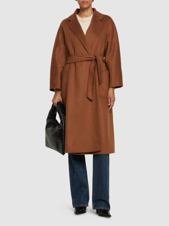 Max Mara: Ludmilla1 cashmere belted long coat - Brown - women_1 | Luisa Via Roma