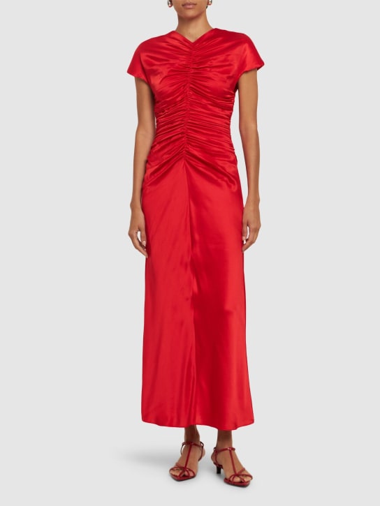 TOVE: Aubree satin silk long dress - Red - women_1 | Luisa Via Roma