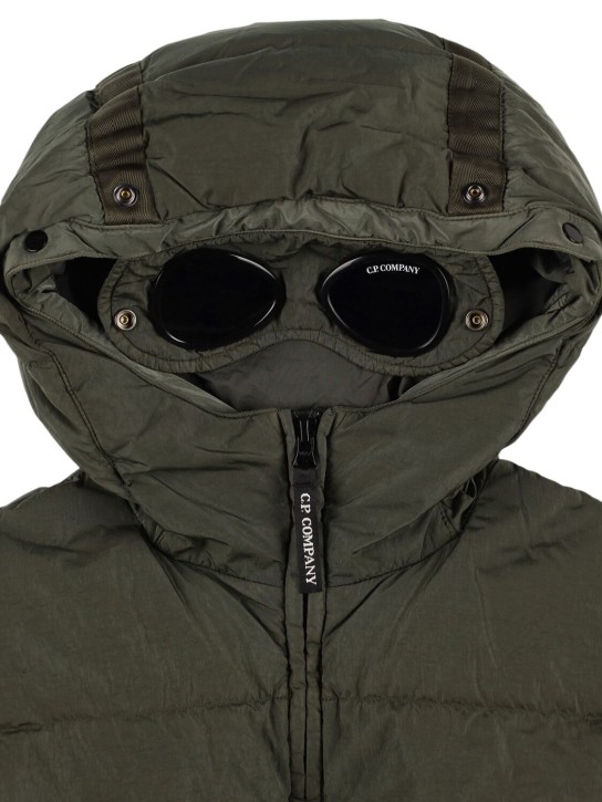 C.P. Company: Poly hooded down jacket w/goggles - Dark Green - kids-boys_1 | Luisa Via Roma