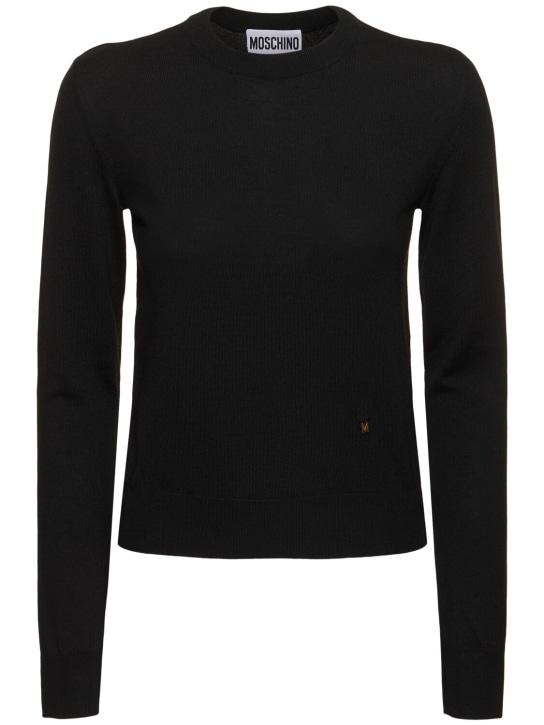 Moschino: Sweater aus Wollstrick - Schwarz - women_0 | Luisa Via Roma