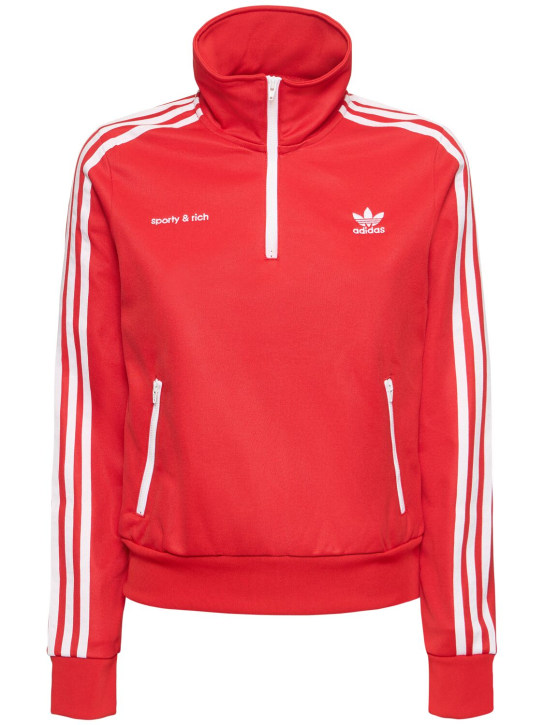 adidas Originals: Giacca sportiva Sporty & Rich - Rosso/Bianco - women_0 | Luisa Via Roma