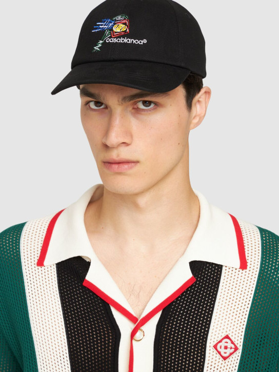 Casablanca: Croquis de Tennis embroidered cap - Black - men_1 | Luisa Via Roma