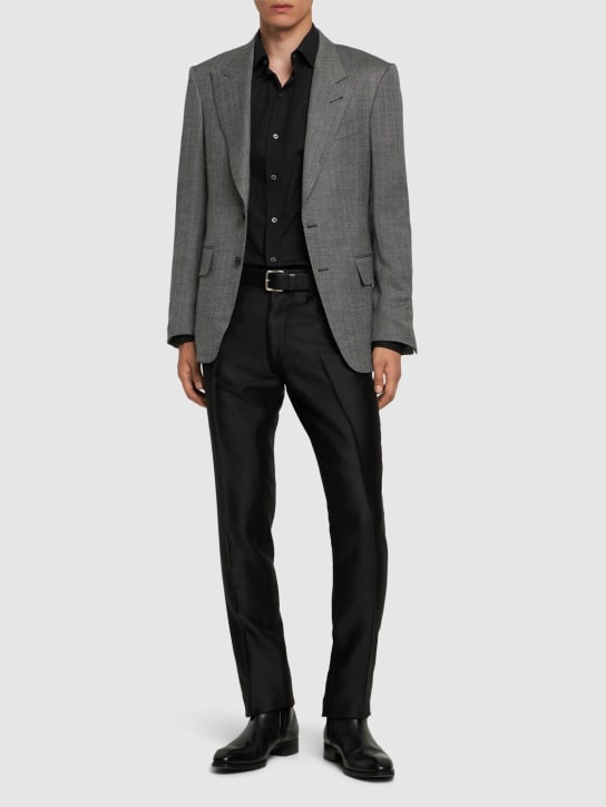 Tom Ford: Shelton herringbone blazer - Black/White - men_1 | Luisa Via Roma