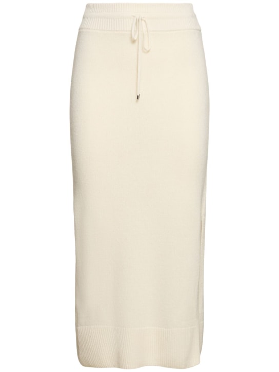 Ermanno Scervino: Knitted elastic waist midi skirt - White - women_0 | Luisa Via Roma