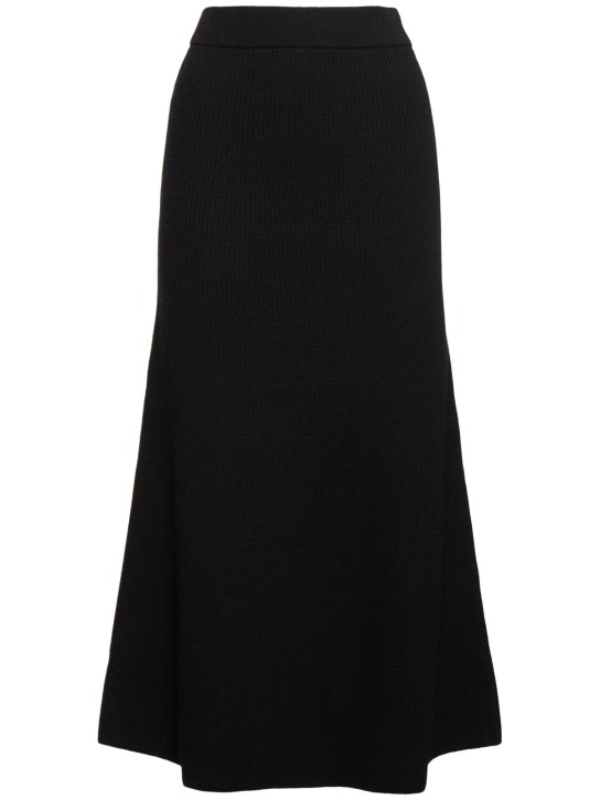 Max Mara: Agile wool long skirt - Black - women_0 | Luisa Via Roma