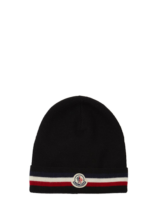 Moncler: Tricolor virgin wool beanie - men_0 | Luisa Via Roma