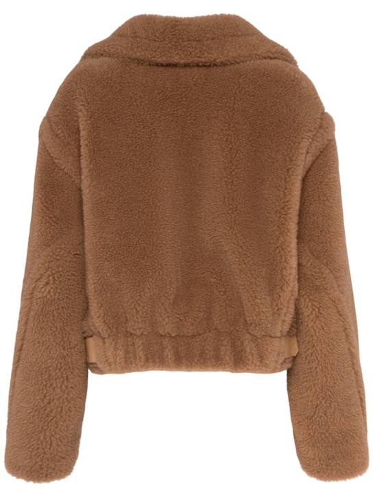 Max Mara: Gardone teddy short coat - Camel - women_4 | Luisa Via Roma