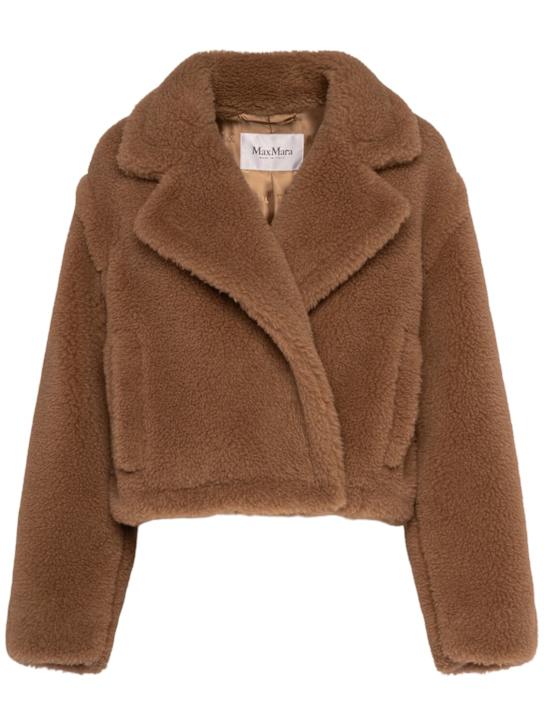 Max Mara: Gardone teddy short coat - Camel - women_0 | Luisa Via Roma