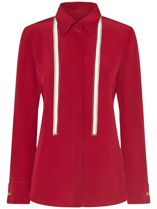 Max Mara: Apollo crepe de chine shirt - Red - women_0 | Luisa Via Roma