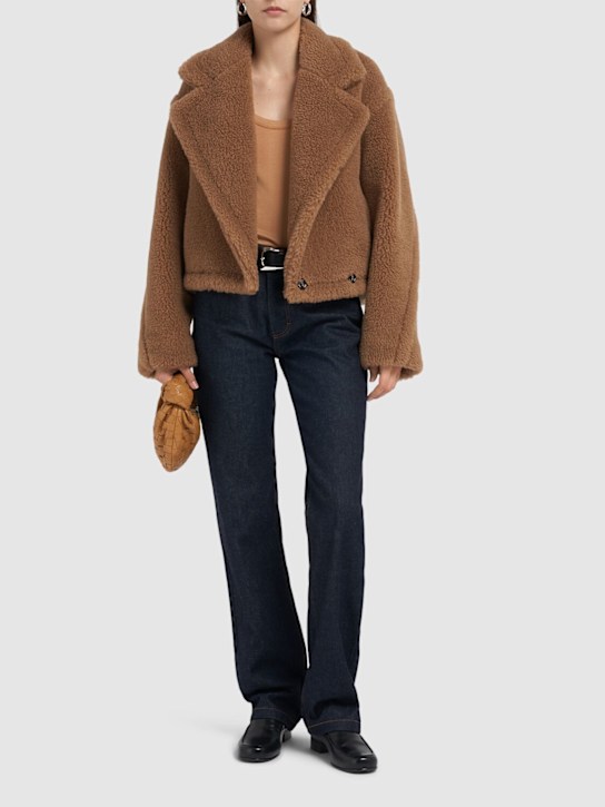 Max Mara: Gardone teddy short coat - Camel - women_1 | Luisa Via Roma