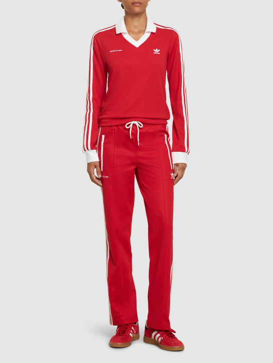 adidas Originals: Sporty & Rich long sleeve polo - Red/White - women_1 | Luisa Via Roma