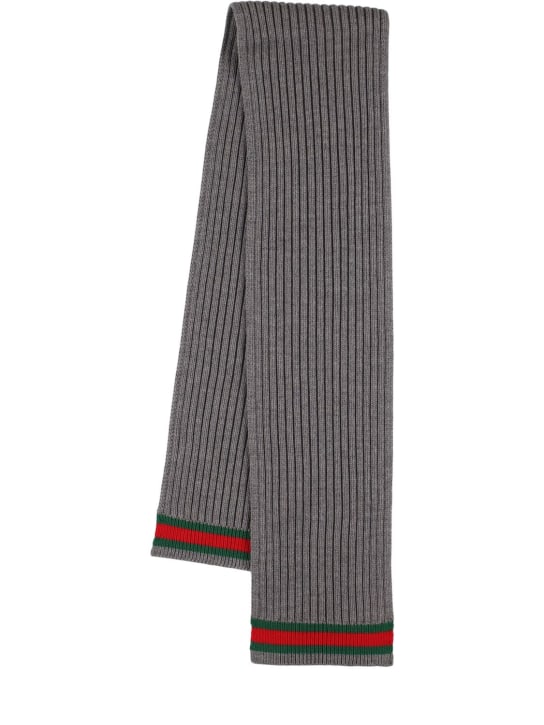 Gucci: Webbing wool scarf - Graphite - kids-girls_0 | Luisa Via Roma