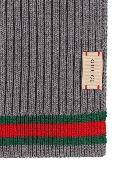 Gucci: Webbing wool scarf - Graphite - kids-boys_1 | Luisa Via Roma