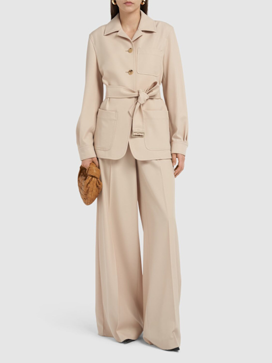 Max Mara: Pulvino gabardine safari jacket - Light Beige - women_1 | Luisa Via Roma