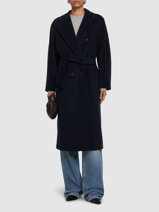 Max Mara: Madame double breast wool blend coat - Blue - women_1 | Luisa Via Roma