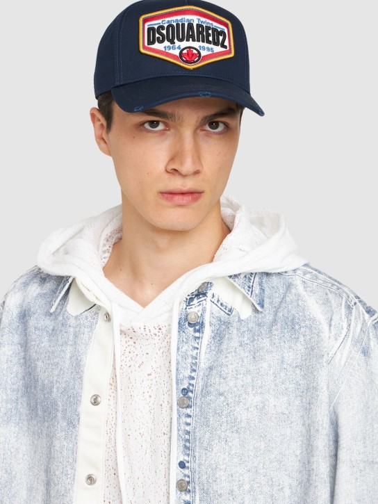 Dsquared2: Casquette en coton à logo - men_1 | Luisa Via Roma