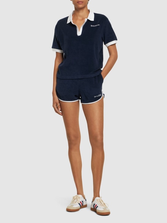 Sporty & Rich: Italic logo terry shorts - women_1 | Luisa Via Roma