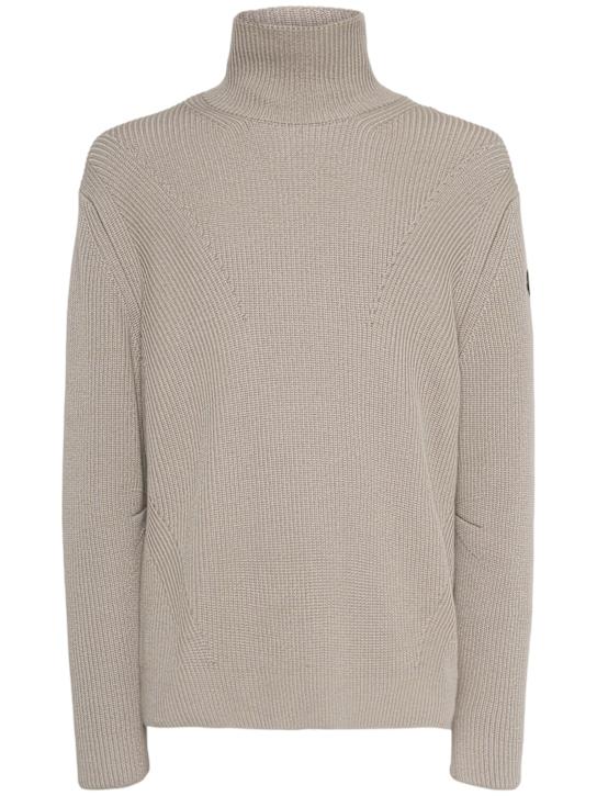Moncler: Logo cotton turtleneck sweater - men_0 | Luisa Via Roma