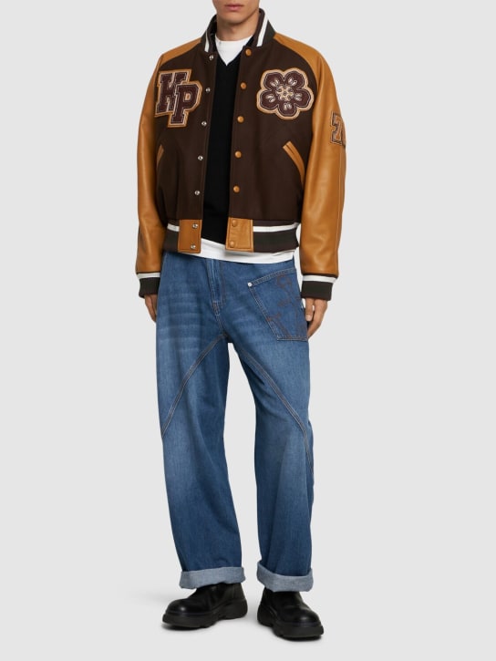 Kenzo Paris: Bomber varsity Boke con fiore - Marrone Scuro - men_1 | Luisa Via Roma