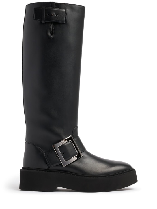 Roger Vivier: 15mm Viv Rangers leather biker boots - Black - women_0 | Luisa Via Roma