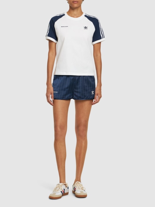 adidas Originals: Sporty & Rich short sleeve t-shirt - White/Navy - women_1 | Luisa Via Roma