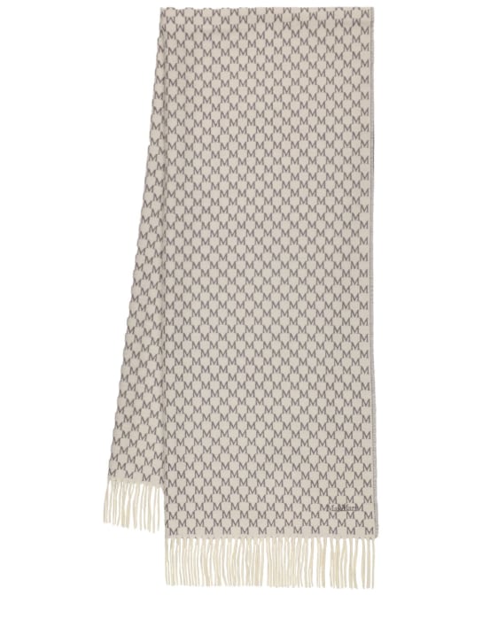 Max Mara: Arsenio monogram wool scarf - Grigio/Bianco - women_0 | Luisa Via Roma