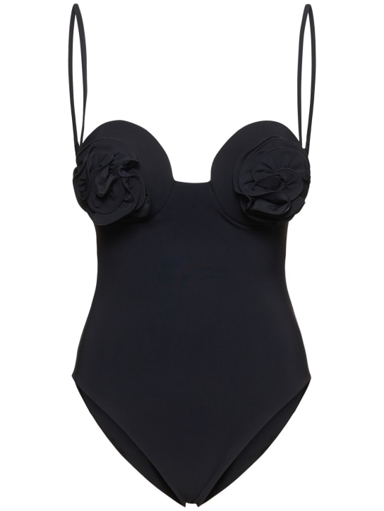 Magda Butrym: Lycra roses one piece swimsuit - Black - women_0 | Luisa Via Roma