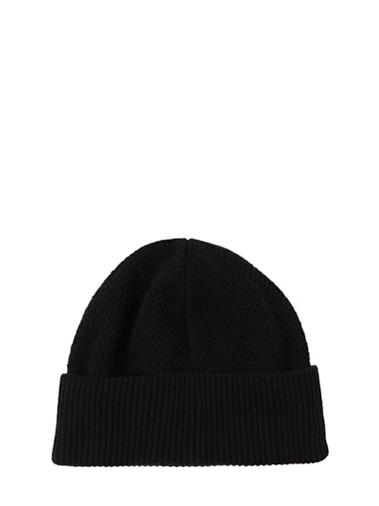 Moncler: Logo carded wool beanie - men_3 | Luisa Via Roma