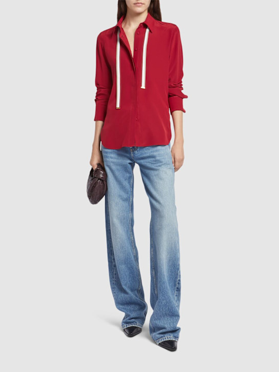 Max Mara: Apollo crepe de chine shirt - Red - women_1 | Luisa Via Roma