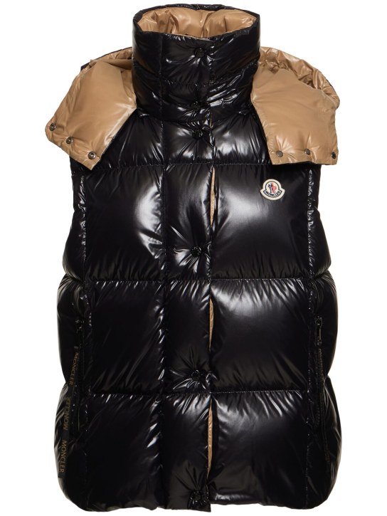 Moncler: Luzule nylon laquè down vest - Black - women_0 | Luisa Via Roma