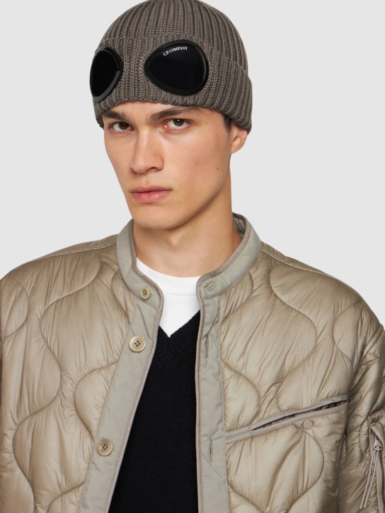 C.P. Company: Extra fine wool goggle beanie - Walnut - men_1 | Luisa Via Roma